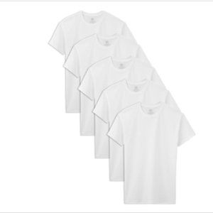 Fruit of the Loom Undershirts 5 Pack White Cotton Crew T-Shirts for Boys